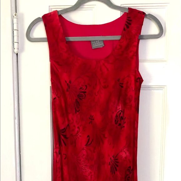 Rabbit Design Red, Long, Dress - Picture 1 of 7